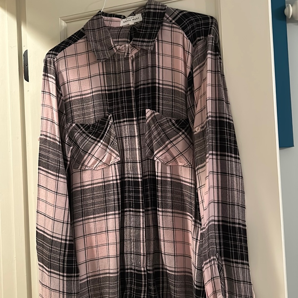 Bella Dahl light flannel plaid shirt s